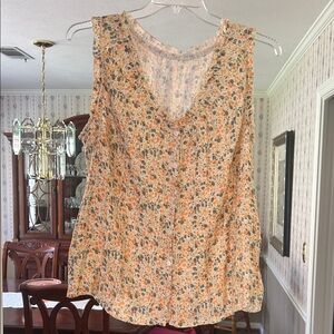 Wonderly from Belk Floral Sleeveless Top - Orange and Cream